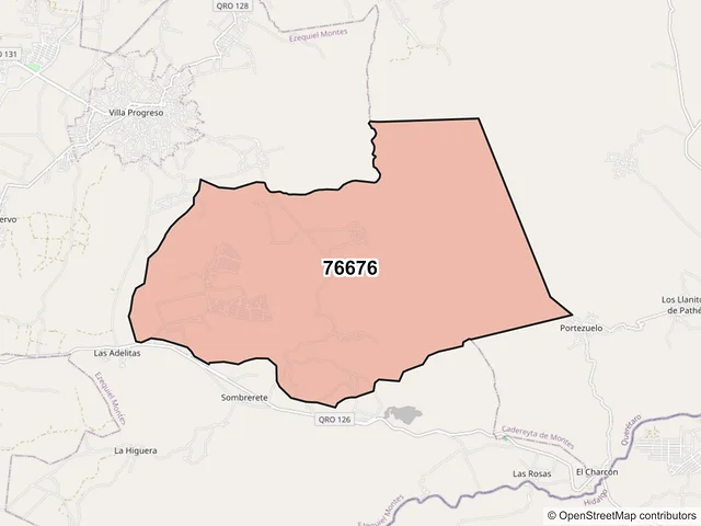 Mapa del código postal 76676, Ezequiel Montes, Querétaro