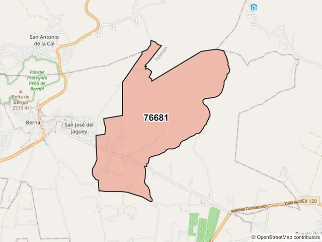 Mapa del código postal 76681, Ezequiel Montes, Querétaro