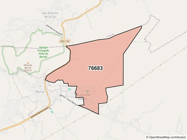 Mapa del código postal 76683, Ezequiel Montes, Querétaro