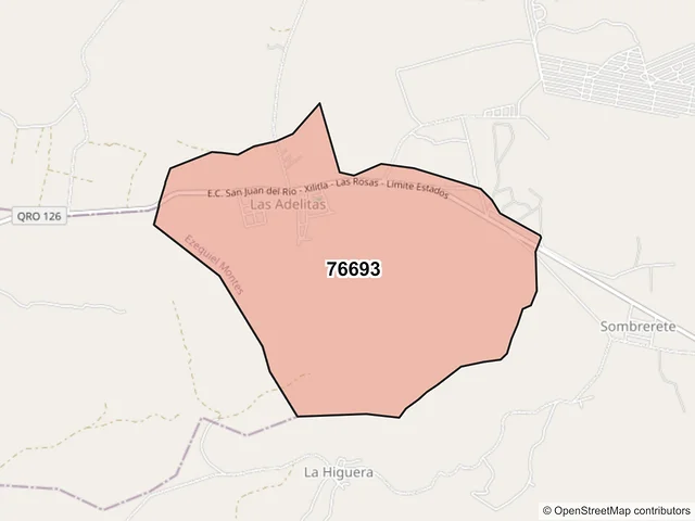 Mapa del código postal 76693, Ezequiel Montes, Querétaro