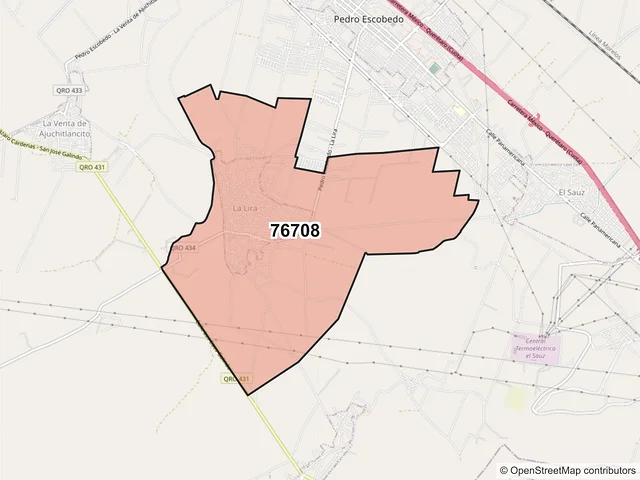 Mapa del código postal 76708, Pedro Escobedo, Querétaro