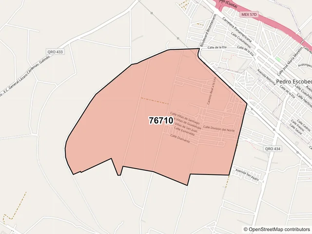 Mapa del código postal 76710, Pedro Escobedo, Querétaro