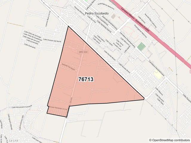 Mapa del código postal 76713, Pedro Escobedo, Querétaro
