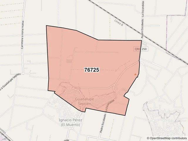 Mapa del código postal 76725, Pedro Escobedo, Querétaro