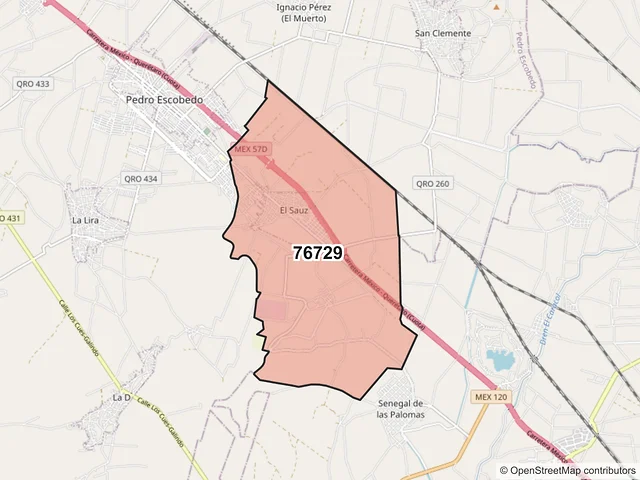 Mapa del código postal 76729, Pedro Escobedo, Querétaro