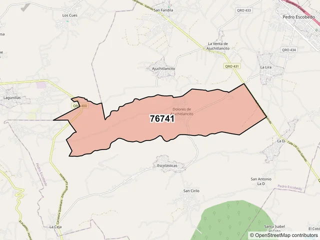Mapa del código postal 76741, Pedro Escobedo, Querétaro