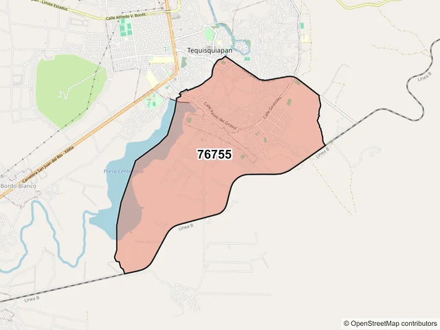 Mapa del código postal 76755, Tequisquiapan, Querétaro