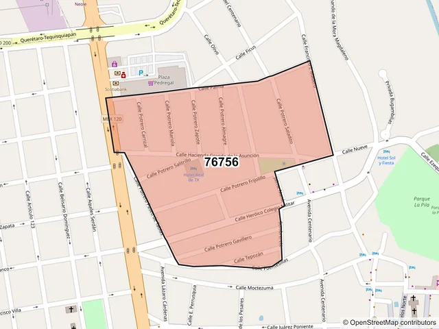 Mapa del código postal 76756, Tequisquiapan, Querétaro