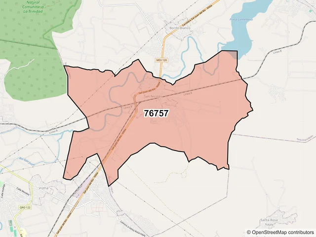 Mapa del código postal 76757, Tequisquiapan, Querétaro