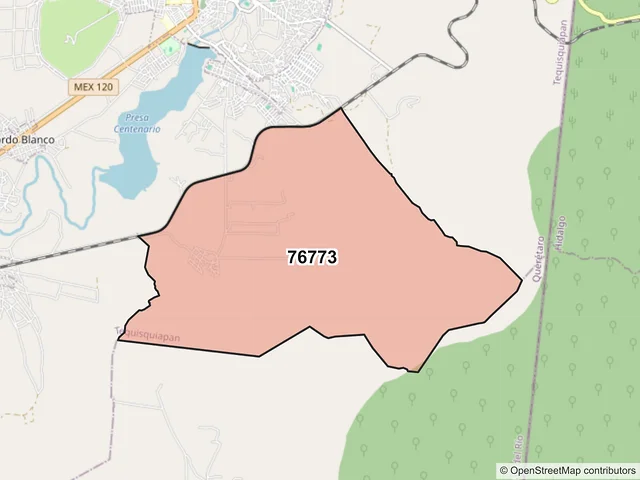 Mapa del código postal 76773, Tequisquiapan, Querétaro