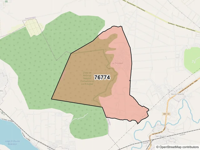 Mapa del código postal 76774, Tequisquiapan, Querétaro