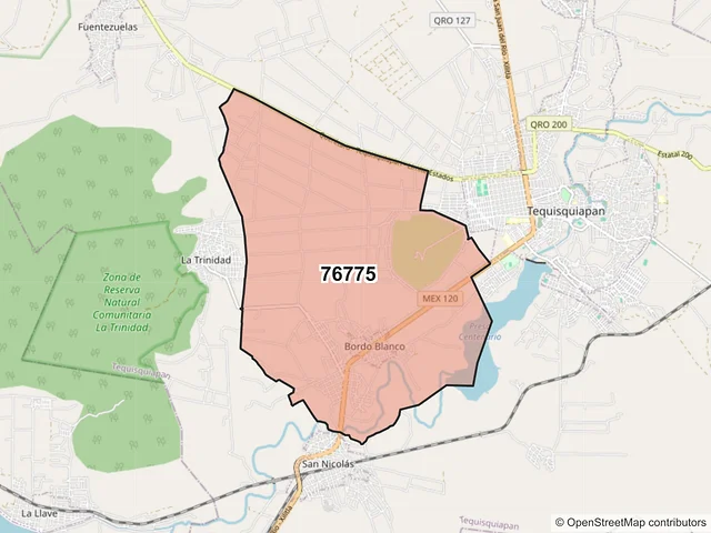 Mapa del código postal 76775, Tequisquiapan, Querétaro