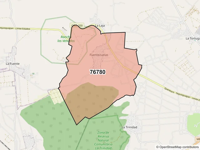 Mapa del código postal 76780, Tequisquiapan, Querétaro