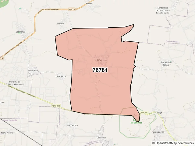 Mapa del código postal 76781, Tequisquiapan, Querétaro