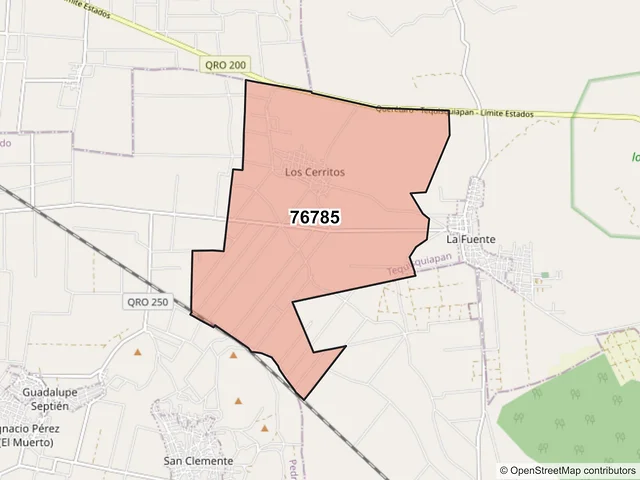 Mapa del código postal 76785, Tequisquiapan, Querétaro