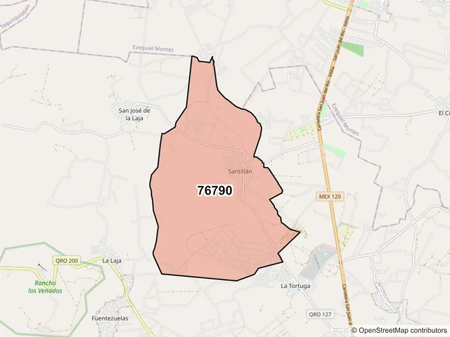 Mapa del código postal 76790, Tequisquiapan, Querétaro