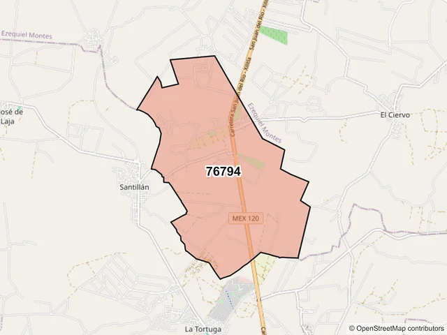 Mapa del código postal 76794, Tequisquiapan, Querétaro