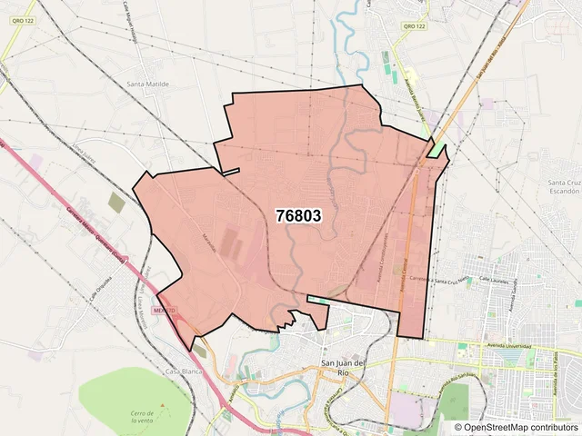 Mapa del código postal 76803, San Juan del Río, Querétaro