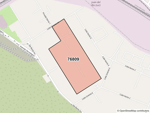 Mapa del código postal 76809, San Juan del Río, Querétaro