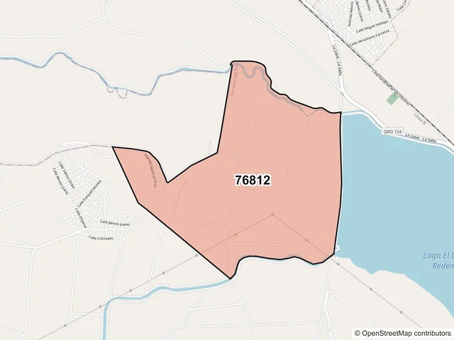 Mapa del código postal 76812, San Juan del Río, Querétaro