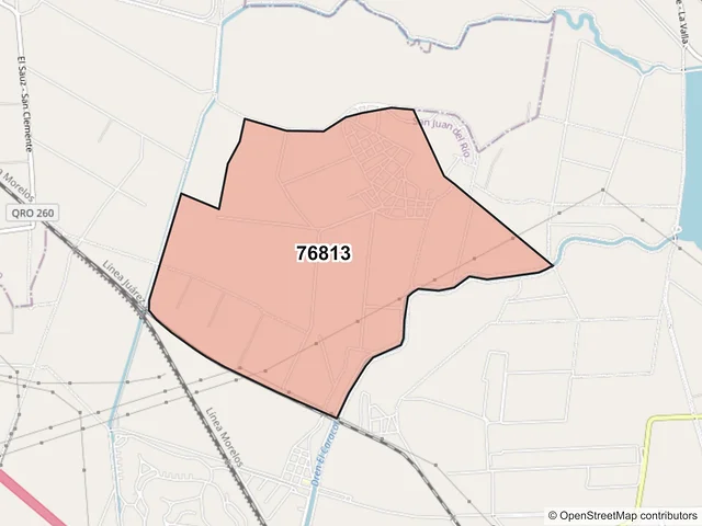 Mapa del código postal 76813, San Juan del Río, Querétaro