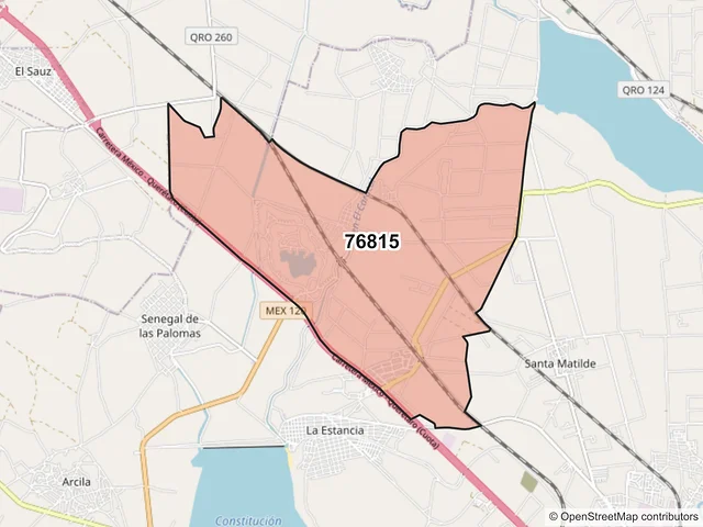 Mapa del código postal 76815, San Juan del Río, Querétaro
