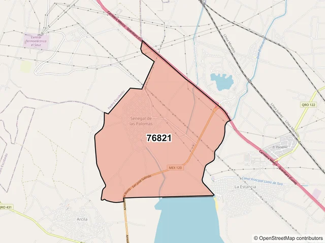 Mapa del código postal 76821, San Juan del Río, Querétaro
