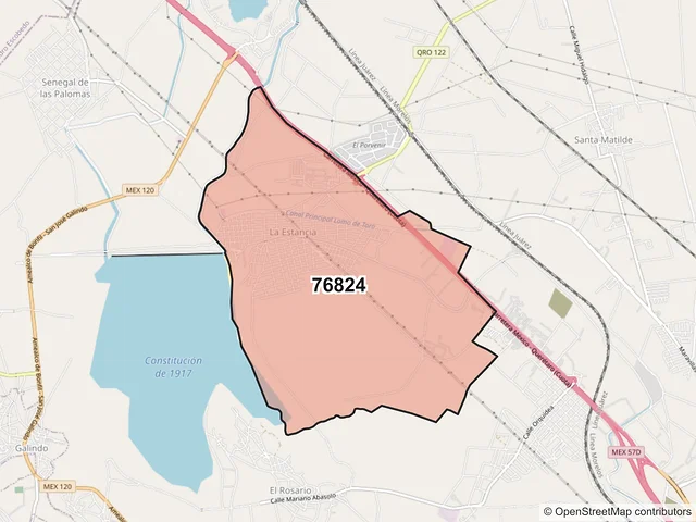 Mapa del código postal 76824, San Juan del Río, Querétaro