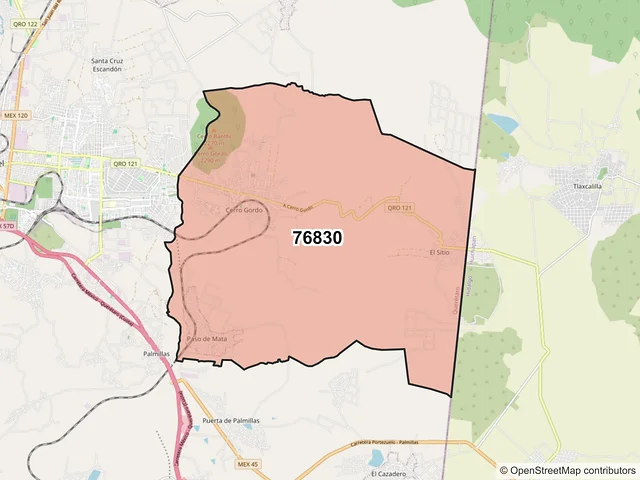 Mapa del código postal 76830, San Juan del Río, Querétaro