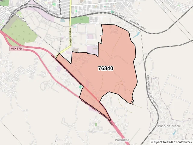 Mapa del código postal 76840, San Juan del Río, Querétaro