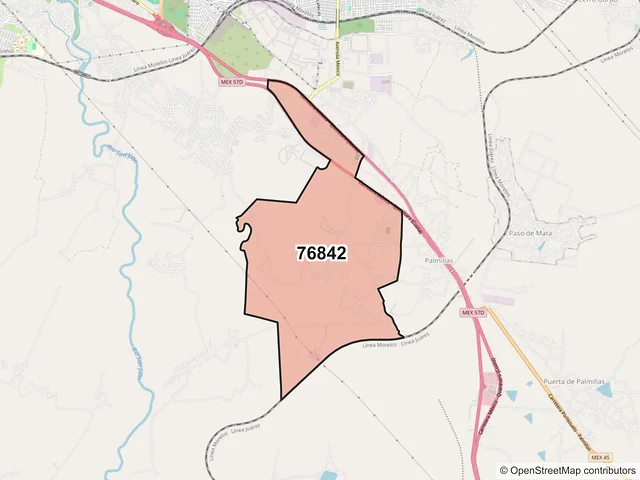 Mapa del código postal 76842, San Juan del Río, Querétaro