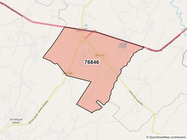 Mapa del código postal 76846, San Juan del Río, Querétaro