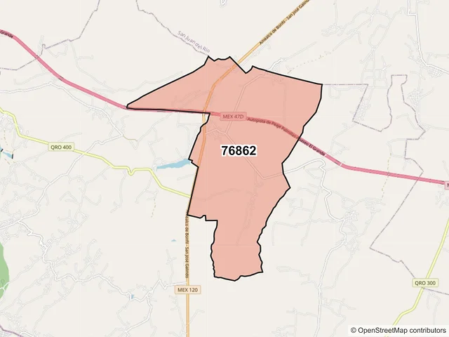 Mapa del código postal 76862, Amealco de Bonfil, Querétaro