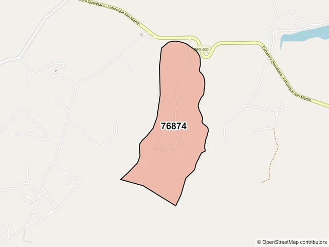 Mapa del código postal 76874, Amealco de Bonfil, Querétaro