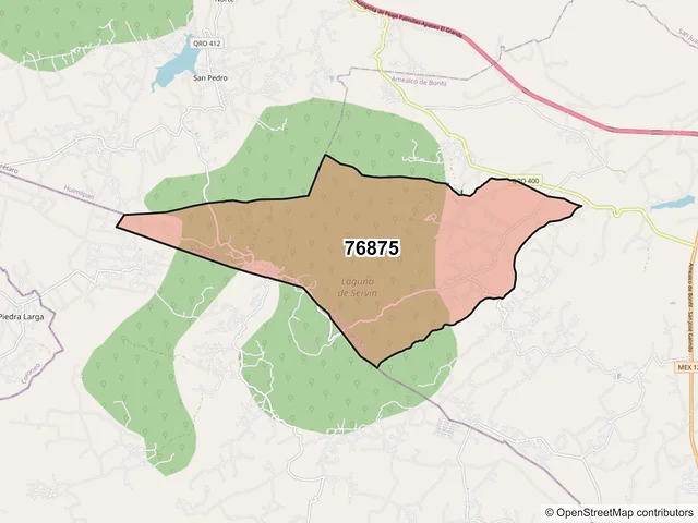 Mapa del código postal 76875, Amealco de Bonfil, Querétaro