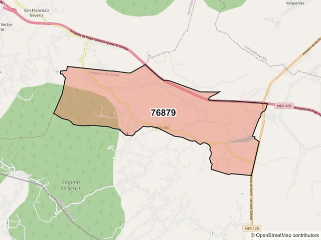 Mapa del código postal 76879, Amealco de Bonfil, Querétaro