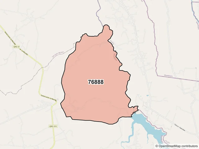 Mapa del código postal 76888, Amealco de Bonfil, Querétaro