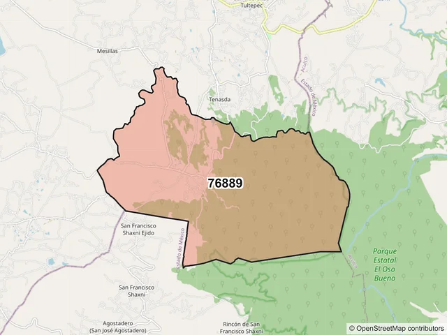Mapa del código postal 76889, Amealco de Bonfil, Querétaro