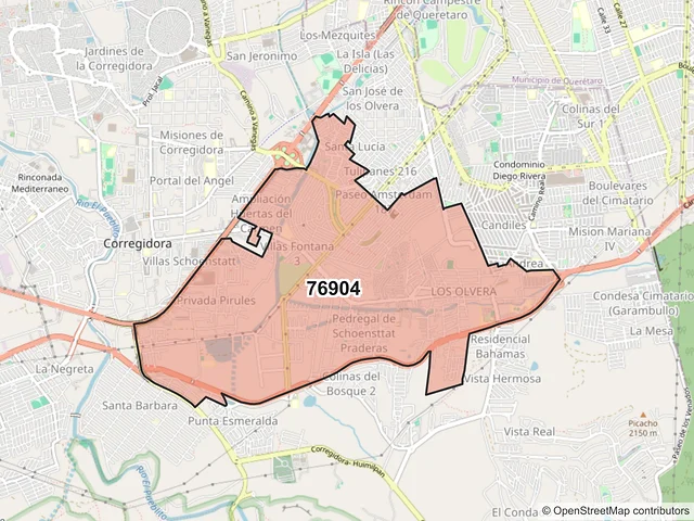 Mapa del código postal 76904, Corregidora, Querétaro