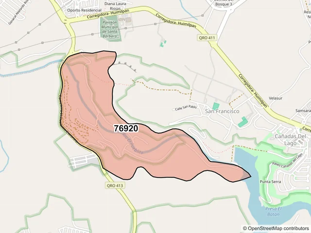 Mapa del código postal 76920, Corregidora, Querétaro
