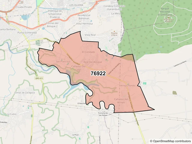 Mapa del código postal 76922, Corregidora, Querétaro