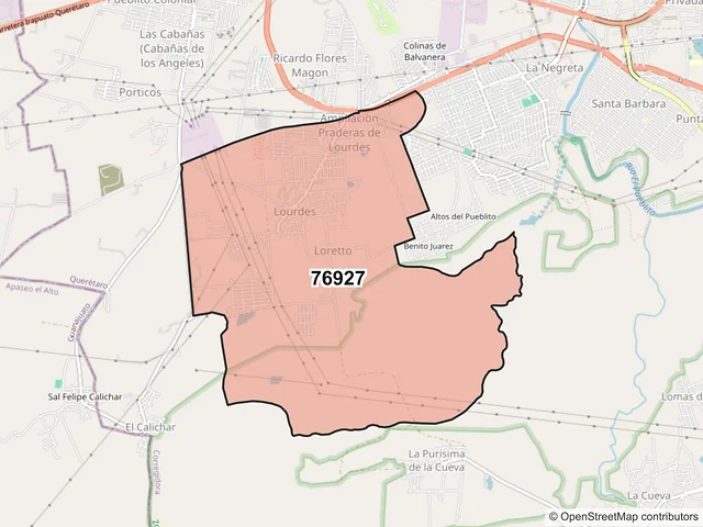 Mapa del código postal 76927, Corregidora, Querétaro
