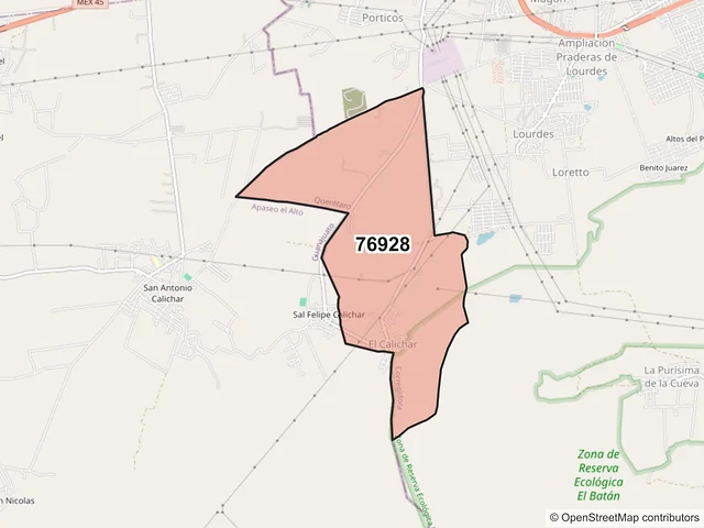 Mapa del código postal 76928, Corregidora, Querétaro