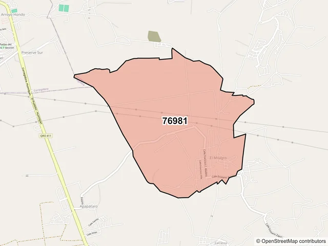 Mapa del código postal 76981, Huimilpan, Querétaro
