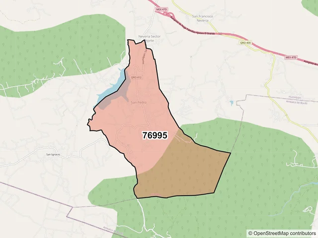 Mapa del código postal 76995, Huimilpan, Querétaro