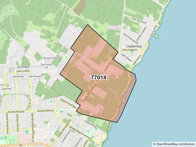 Mapa del código postal 77014, Chetumal, Quintana Roo