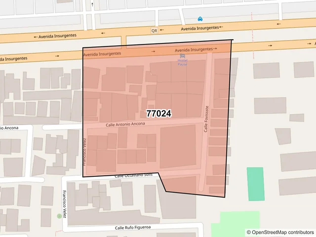 Mapa del código postal 77024, Chetumal, Quintana Roo