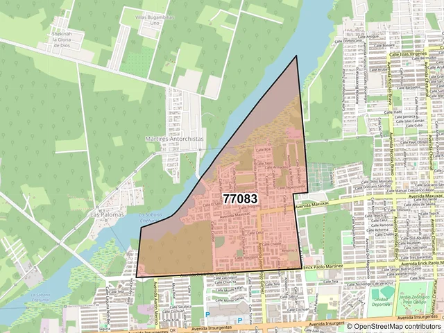 Mapa del código postal 77083, Chetumal, Quintana Roo