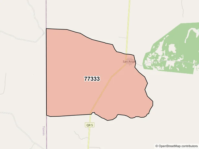 Mapa del código postal 77333, Lázaro Cárdenas, Quintana Roo