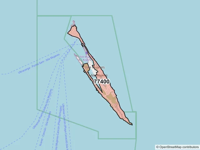 Mapa del código postal 77400, Isla Mujeres, Quintana Roo